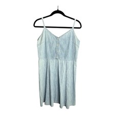 Gap Light Wash Denim Mini Dress Adjustable Spaghetti Strap Size Medium