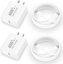 2 Pack 20W USB C Fast Charging Wall Charger for iPhone 17/16 6ft Cable