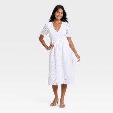 Women's Eyelet Midi Dress - A New Day