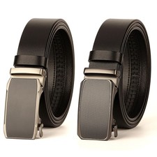 Herren Leder Freizeit Elegant Ratsche Gürtel Verstellbar Automatisch Schnalle Riemen