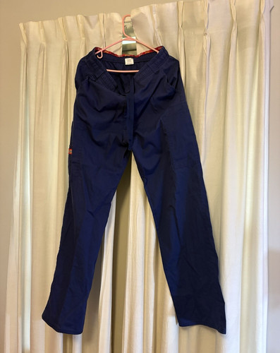 Dickies Blue Medical Scrub Pants S Unisex Drawstring Elastic Waist Twill Solid