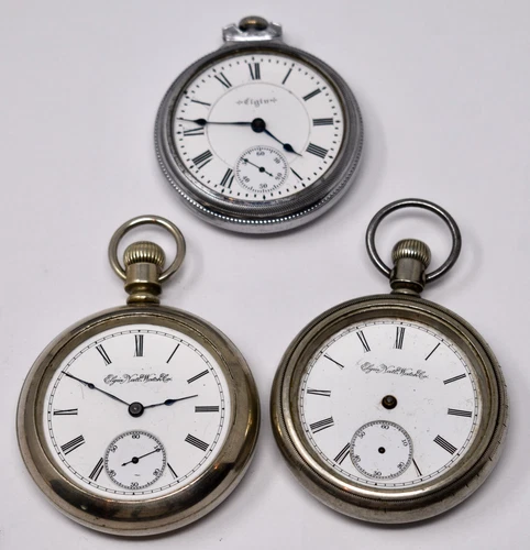 Lot of 3 Antique 1890s ELGIN Pocket Watches Including Grade 336, 73, & 76 - FIX