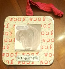 Mud Pie  TOP DOG  Distressed Wood Christmas Tree Ornament