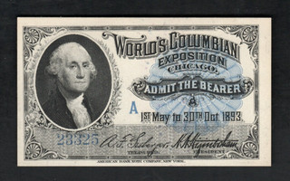 1893 WORLDS COLUMBIAN EXPO TICKET WASHINGTON Crisp Unc (AP3)