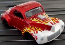 Willys Gasser Candy RED w/Flames TJet HO Slot Car BODY for AURORA autoworld DASH