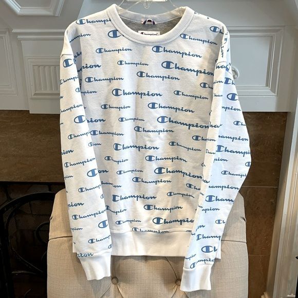 AD: Champion Crew Solid Scripts Oxford Sweatshirt… - image 1