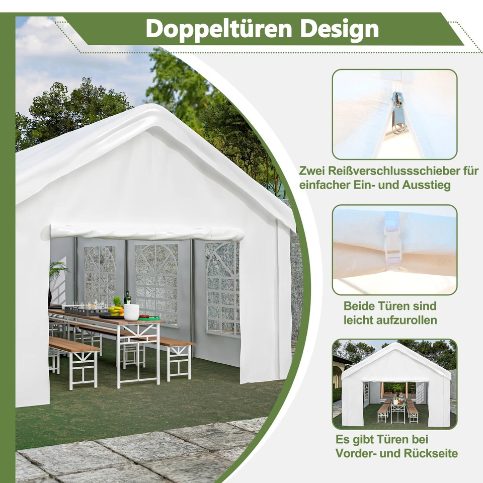 Partyzelt 3x6m, 4x6m Festzelt Pavillon Gartenzelt mit Fenstern Bierzelt weiß - Bild 3 von 4