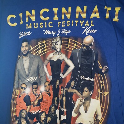 USHER MARY J BLIGE 2017 Cincinnati Music Festival Men's DS Blue T-Shirt Size XL