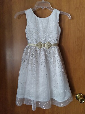 Girl's White & Gold Easter Wedding Dress Spring Size 6 by Jona Michelle
