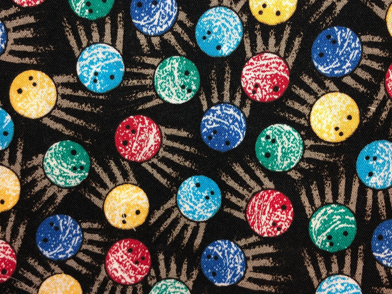 18"X21"  Fat Quarter 100% Cotton Fabric Bowling Balls Vintage 2000