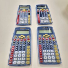 AS-IS LOT of 4 Texas Instruments TI-15 Blue Scientific Calculators READ DESC.