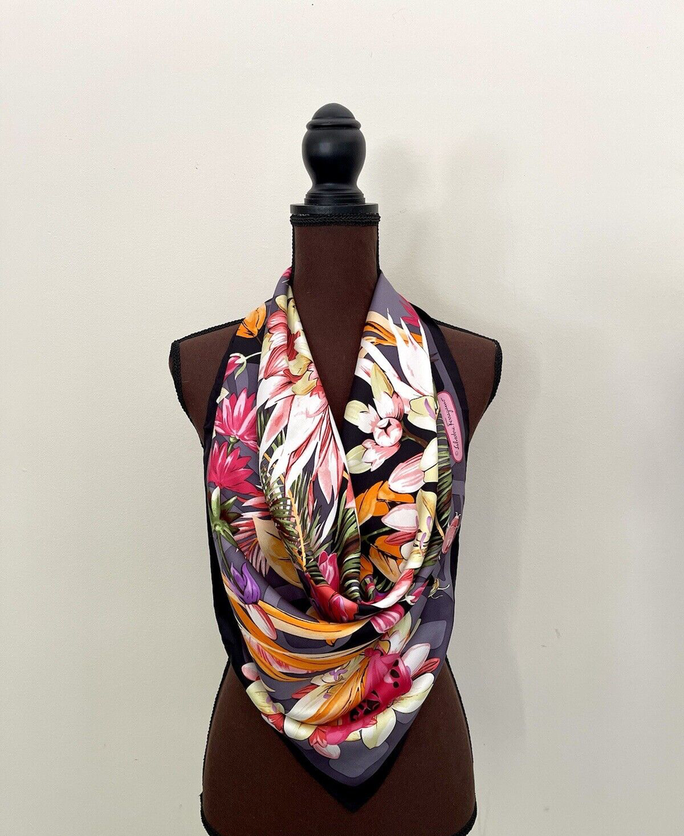 New Salvatore Ferragamo Scarf Butterfly Flora Black Multicolor Silk Wrap New Salvatore Ferragamo Scarf Butterfly Flora Black  main image 2