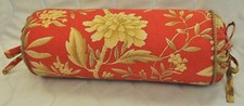 NEW Corded Bolster Pillow made w Ralph Lauren Villa Camelia Orange Floral Fabric