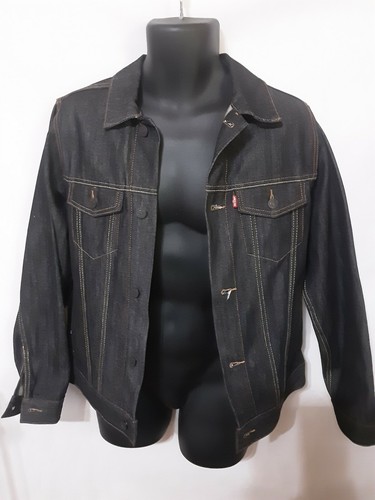 Chaqueta de Jean Levi's Negra Denim Para Hombre XLarge XL Camionero Sin Forrar - Imagen 2 de 8
