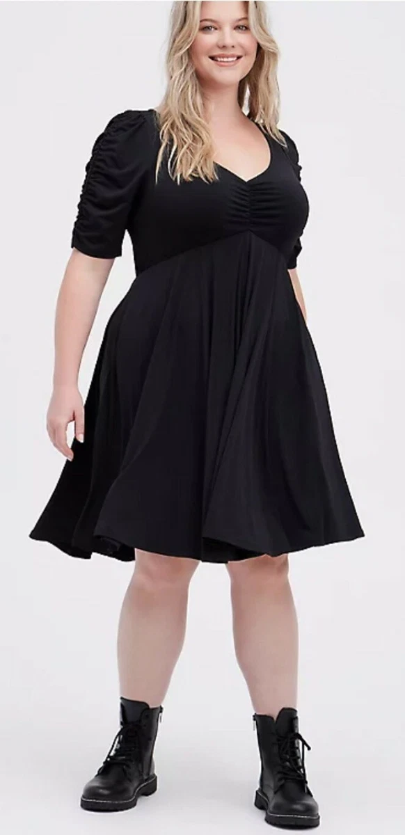 NWT Torrid Plus Size 2 2X 18/20 SKATER MINI DRESS - STUDIO KNIT BLACK