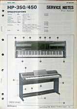 Roland HP-350 HP-450 Electronic Piano Original Service Notes Manual Book, 1985