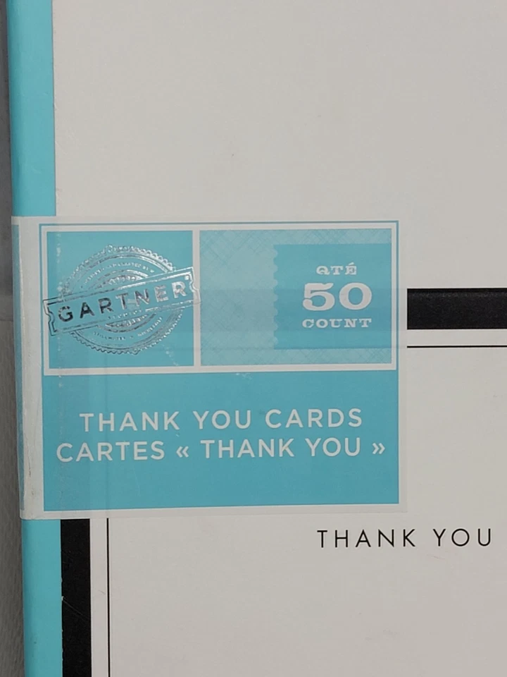 Tarjetas de agradecimiento Gartner borde negro 50 unidades nuevas en paquete notas regalos #76292 Foto 2 de 4