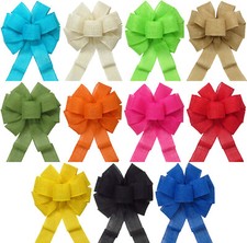 10" Wired Burlap Bows for Wreaths, Gifts, Crafts, Rustic Decoration - 11 Colors