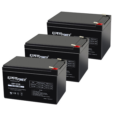 ExpertPower 3 Pack - 12V 12Ah12 VOLT 12 AH SLA BATTERY F2 TERMINAL