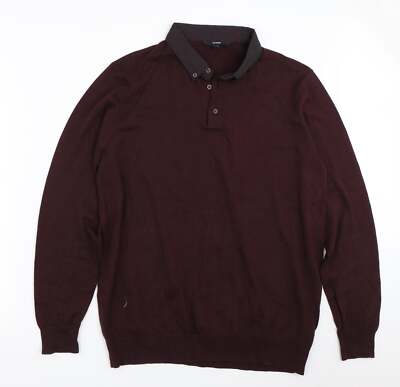 George Damen Pullover rot Kragen Baumwollmischung Größe L