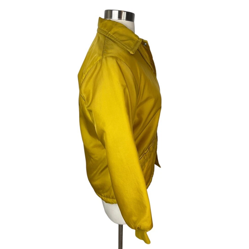 Винтажная желтая атласная нейлоновая горчичная желтая куртка-бомбер - женский размер маленький - Изображение 2 из 4