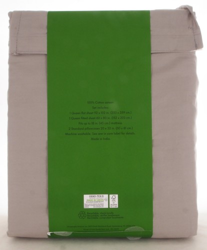 Parure de draps Queen Kate Spade New York 100% coton satiné gris uni 4 pièces NEUF - Photo 2/4