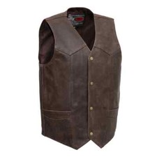 First classic Men's Premium Leather Brown Motorcycle Vest