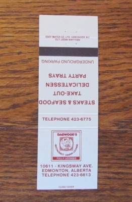DAGWOOD CARTOON CHARACTER MATCHBOOK COVER: EDMONTON, ALBERTA EMPTY MATCHCOVER C4