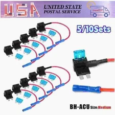 Blade Fuse 12V 15A Car Add-a-circuit Fuse TAP Adapter Kit, Medium ATM APM