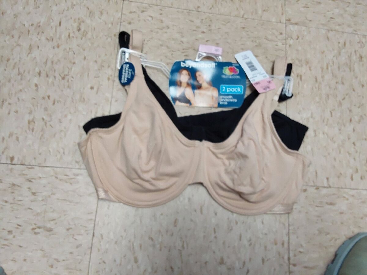 Nwt Fruit Of The Loom Smooth Underwire Bras Greycwhite 2 Pack 38D