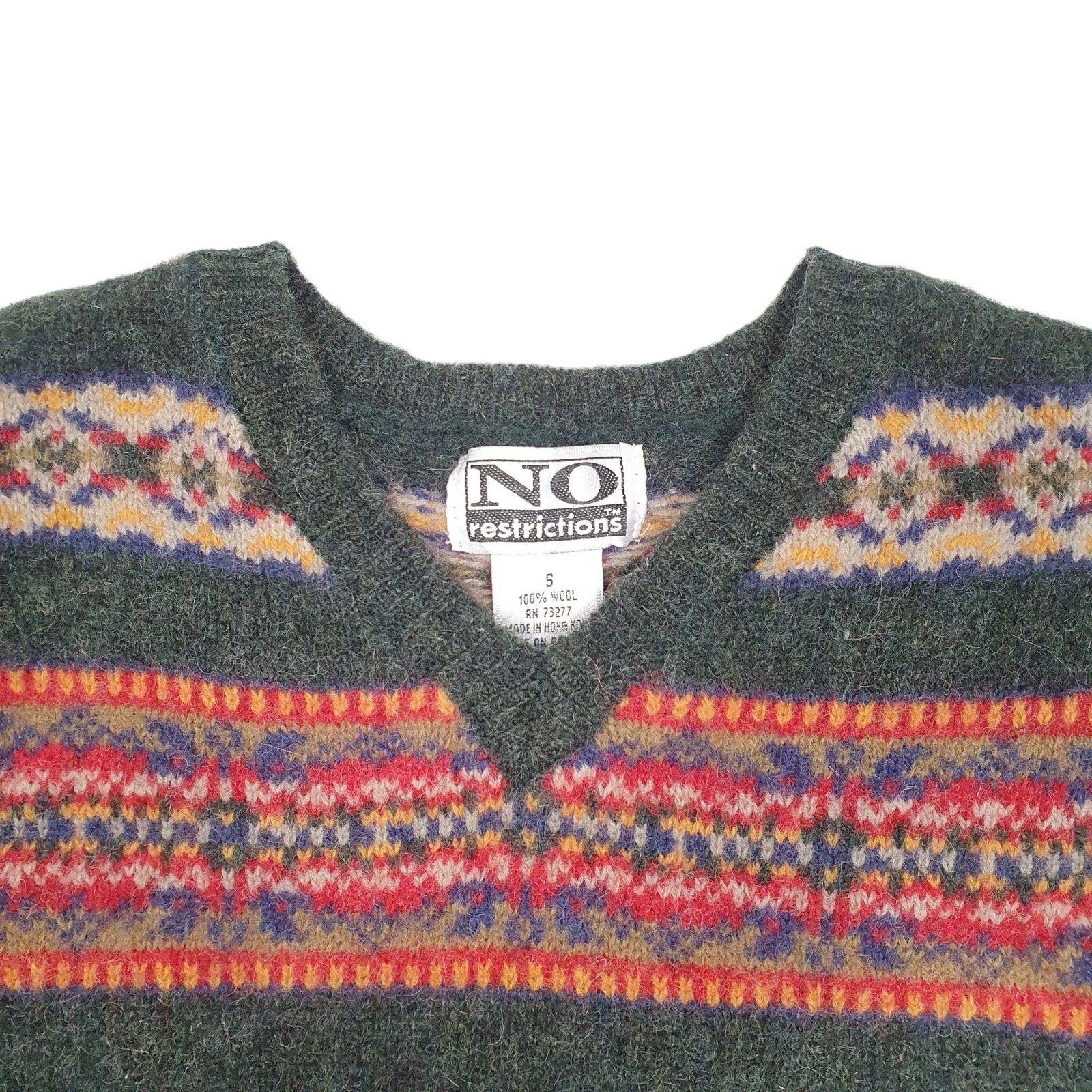 NO RESTRICTIONS V Neck Vintage Knit Jumper Sweatshirt Womens S image 2