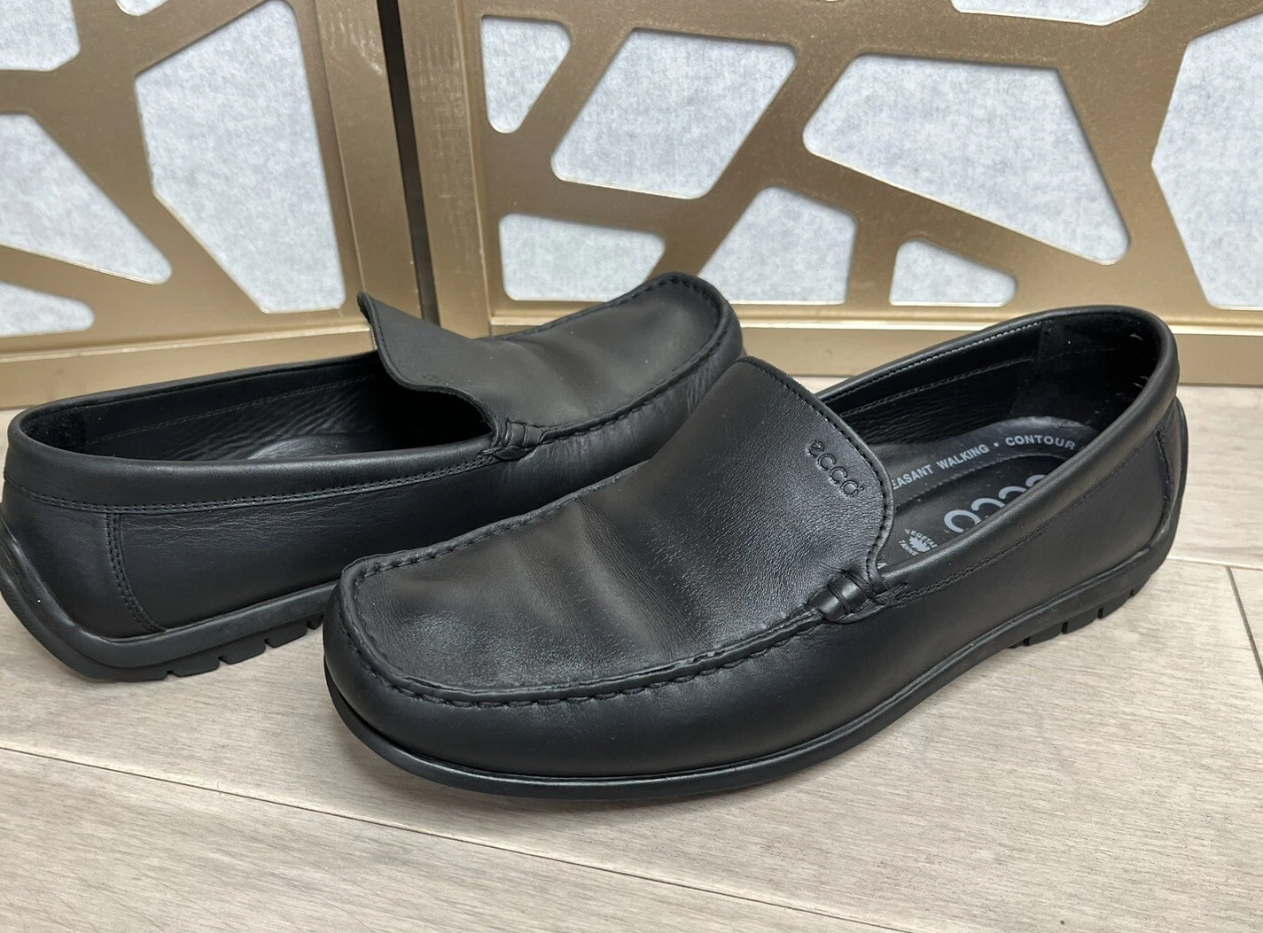 Scarpe mocassino da guida Ecco Shoe uomo 44 EU 10 10 5 in pelle nera mocassino mocassino