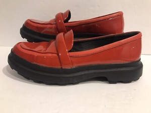 red patent loafers
