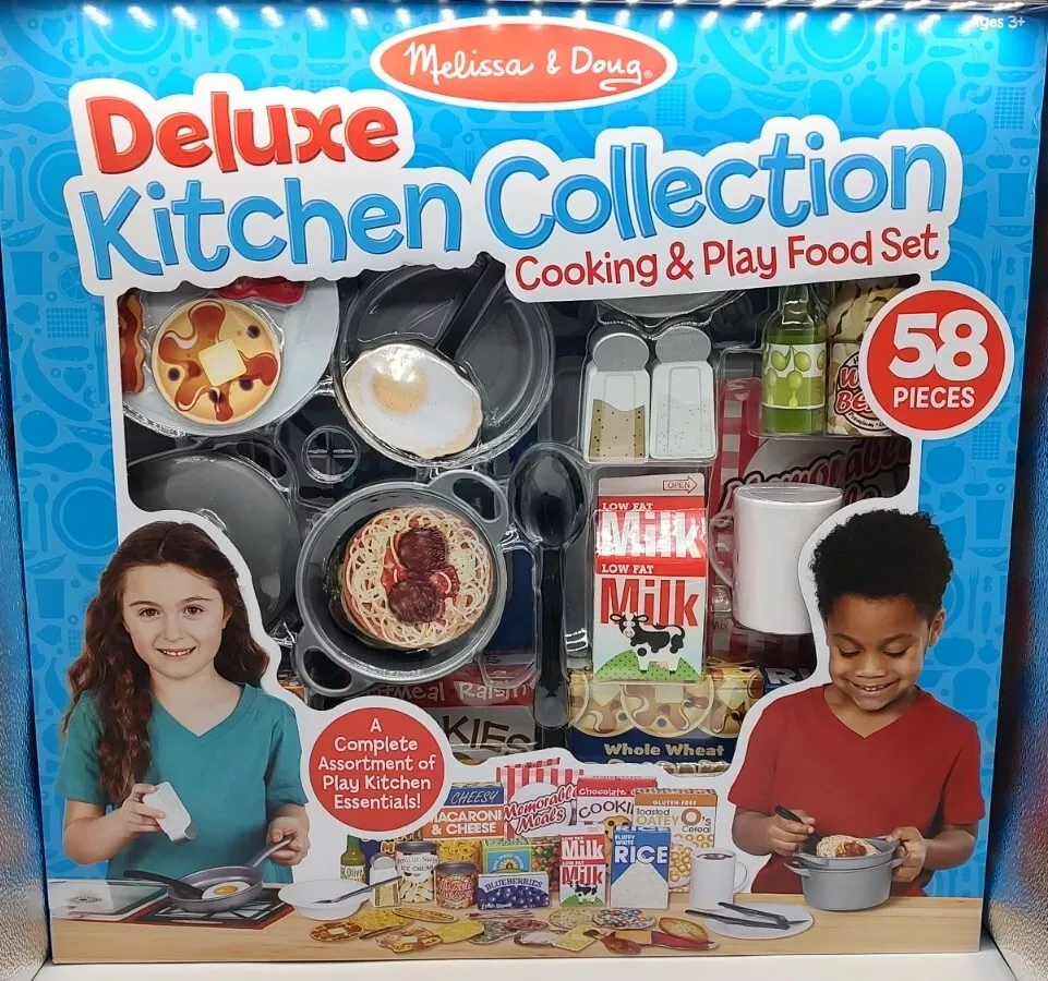 Melissa Doug Deluxe Kitchen Collection Cooking Play Food Set 58 Pieces