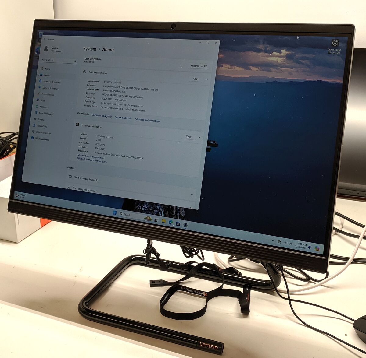 LENOVO IDEACENTRE AIO 3 24IMB05 i5-10400T 8GB RAM 256GB SSD LENOVO IDEACENTRE AIO 3 24IMB05 i5-10400T 8GB RAM 256GB SSD