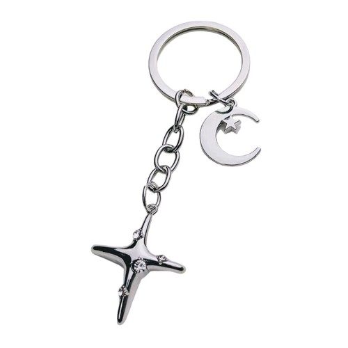 Unique Metal Keychain with Star and Moon Keyring Pendant for Trendy Accessory - 第 13/22 張圖片