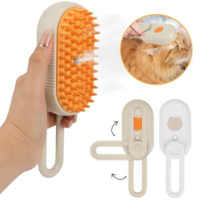 #ad 2 In 1 Pet Cat Steam Brush Pet Electric Spray Massage Comb Pet Hair Removal Comb $8.55