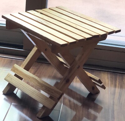 VTG Fold  N Carry Folding Wood Stool Camping