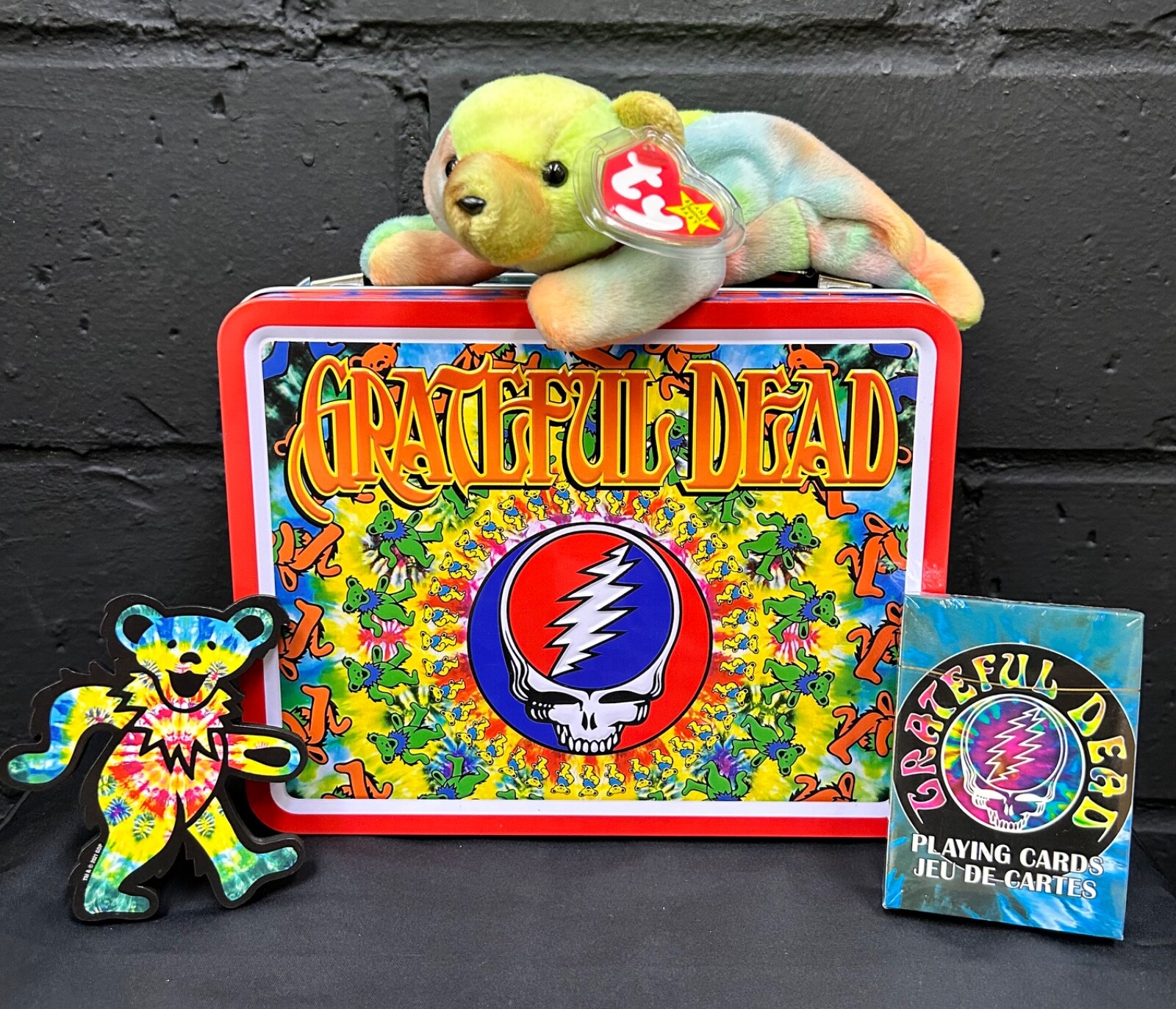 Grateful Dead Lunch Pale Magnet Playing Cards & Ty Beanie Sammy Gift Set