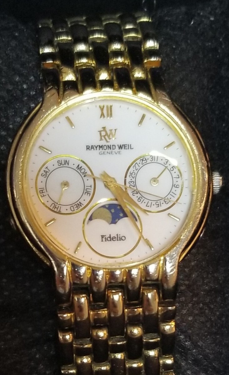 Raymond Weil Fidelio 9131 18k Gold Plated Moonphase | eBay