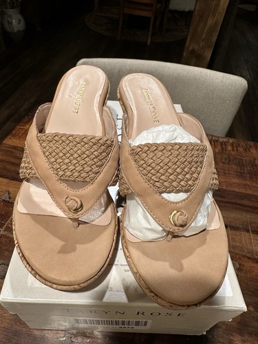 Taryn rose Beige Cork Thong Wedge Sandal NEW 8 - Picture 2 of 5