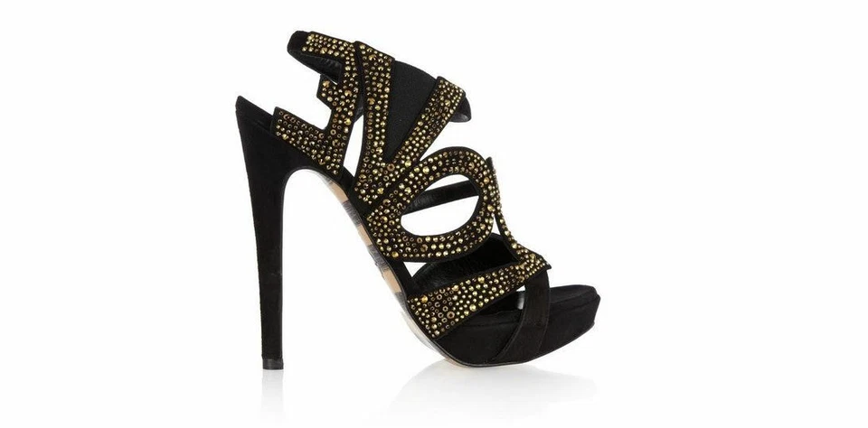 Новый - GEORGINA GOODMAN женщин 'LENA' черный замшевый каблук сандалии - США 7,5 / ЕС 38 - Изображение 2 из 4