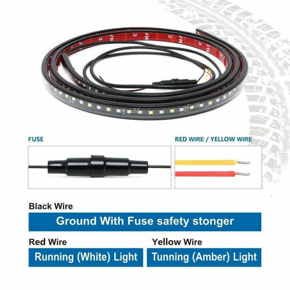 60 INCH Running Board Side Step LED Light Amber White Turn Signal DRL