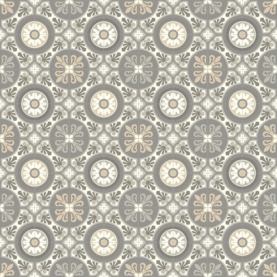 Moroccan Tile Effect Cushioned Vinyl Flooring Sheet Kitchen & Bathroom ...