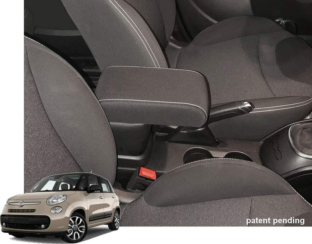 Bracciolo Auto In Ecopelle Nero Per Fiat 500L 2012-2017 - Regolabile E Con Portaoggetti - Foto 4