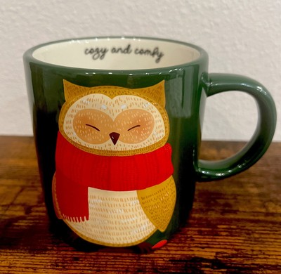 Eccolo Ceramic 16oz  Cozy and Comfy  Winter Fall 3D Owl Footed Coffee Mug NEW