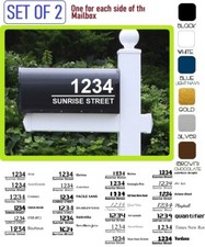 SET OF 2 CUSTOM PERSONALIZED VINYL MAILBOX NUMBERS Street DECAL, Model 18 