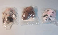 Pound Puppies Tonka Brown White Gray 1987 Lot of 3 with Care Sheets NEW 8"