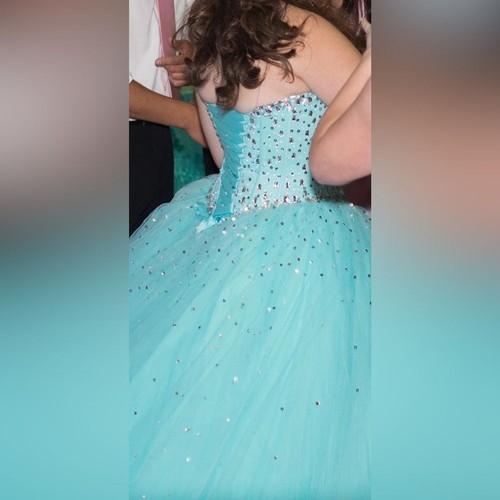 Mori Lee by Madeline Gardner Sparkle Light Blue Ball Gown Sweet 16 Prom Dress - Picture 12 of 16