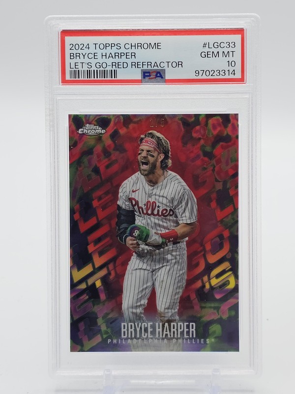BRYCE HARPER 2024 TOPPS CHROME LET'S GO RED REFRACTOR /5 SSP PSA 10 Q5944